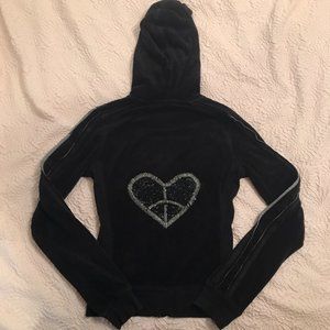 Y2k Terrycloth Sequin Zip-Up Hoodie
